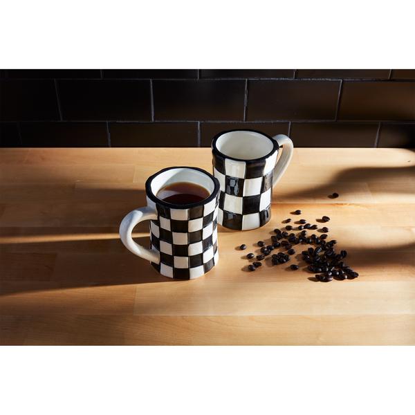 Large Check Bistro Mugs