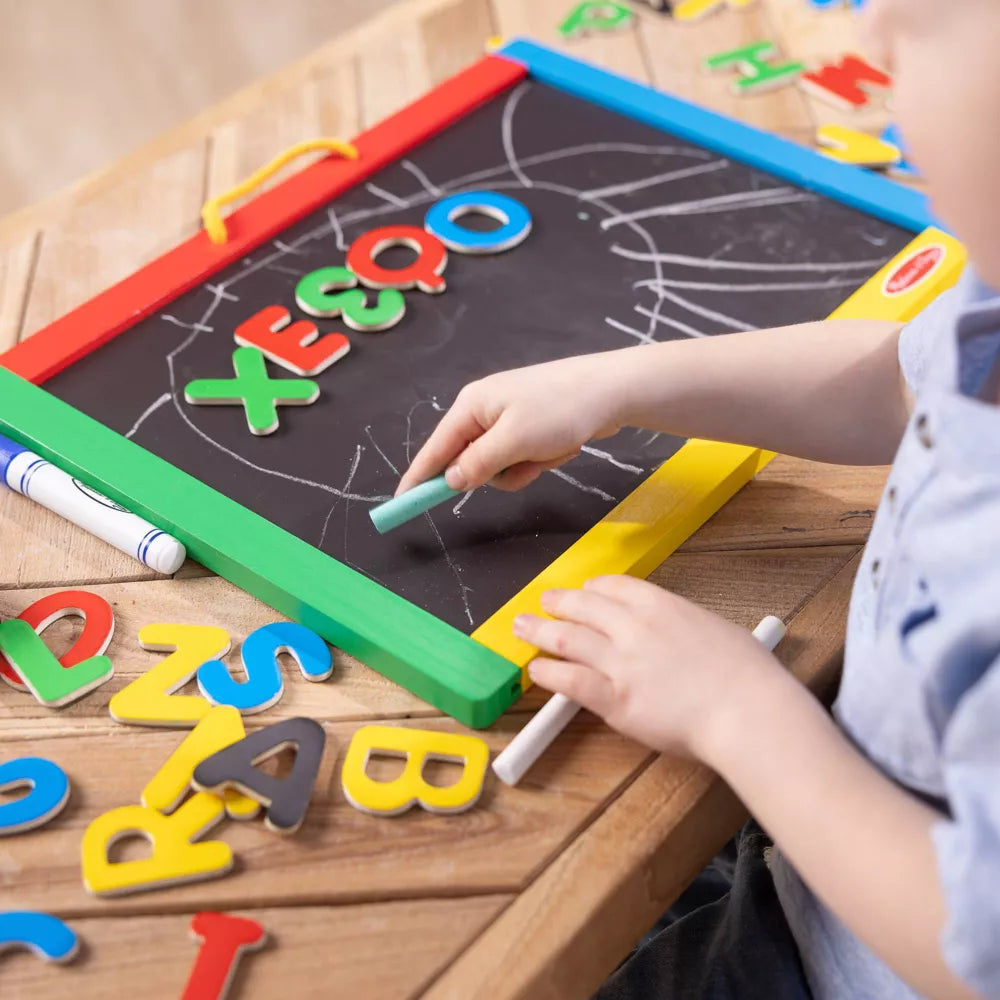 Magnetic Chalkboard & Dry-Erase Board With 36 Magnets, Chalk, Eraser, and Dry-Erase Pen