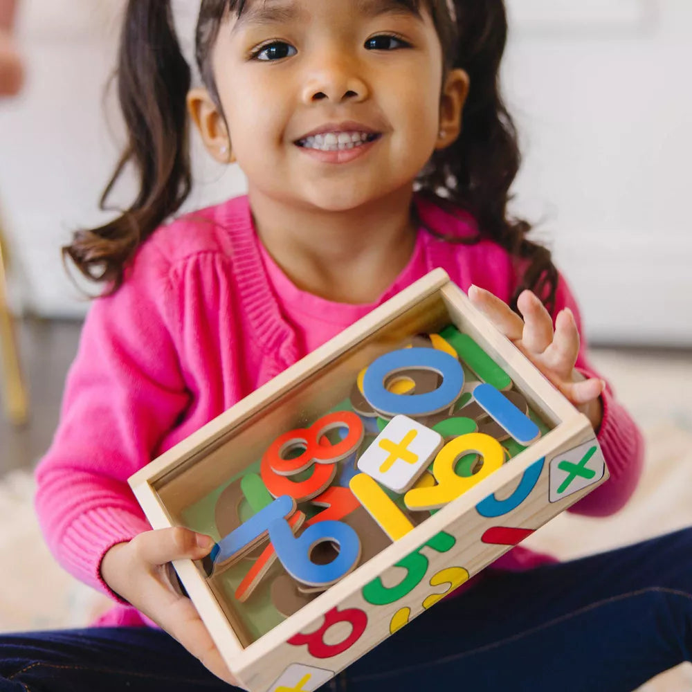 37 Wooden Number Magnets in a Box