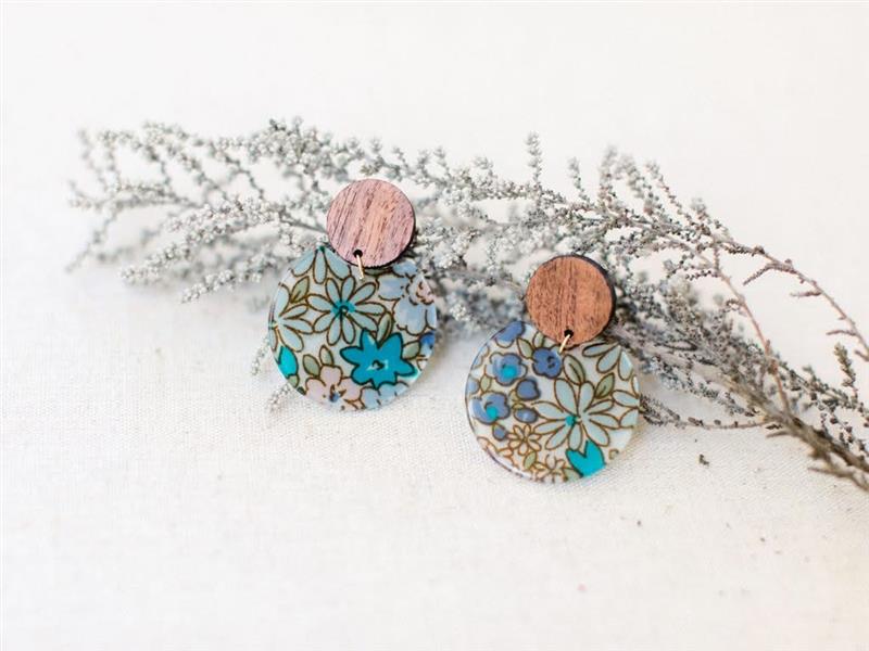 Vintage Blue Floral Earrings