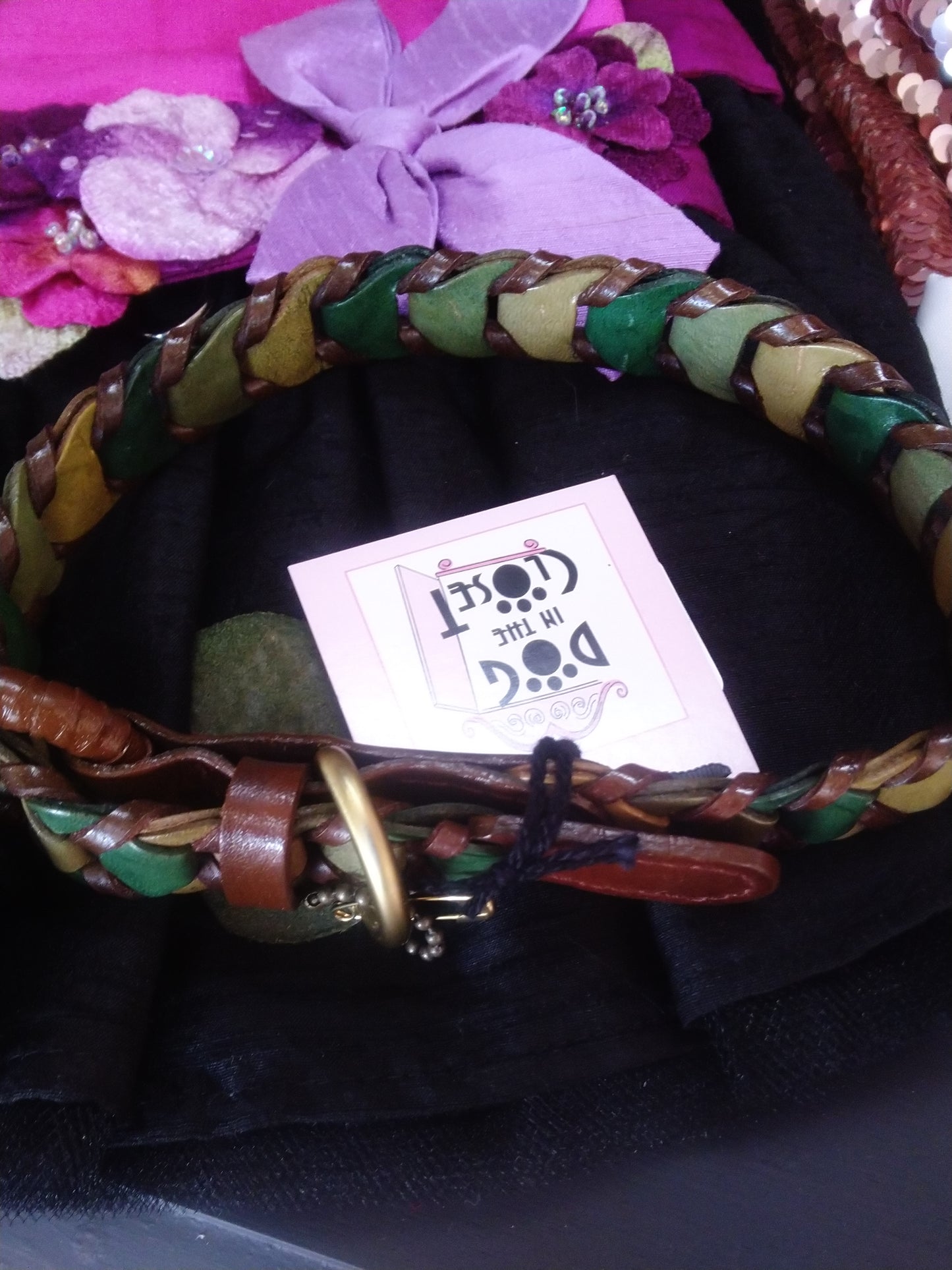 green leather collar