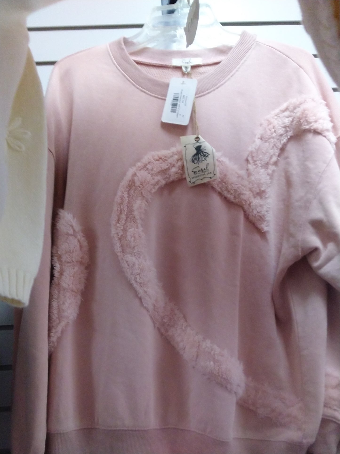 Rose Sweater With Fur Heart